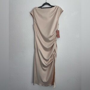 BHLDN / Anthropology Francesca High-Neck Stretch Satin Midi Dress